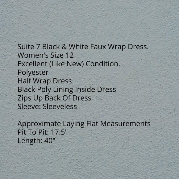Suite 7 Black & White Floral Wrap Dress Size 12 - Picture 6 of 6